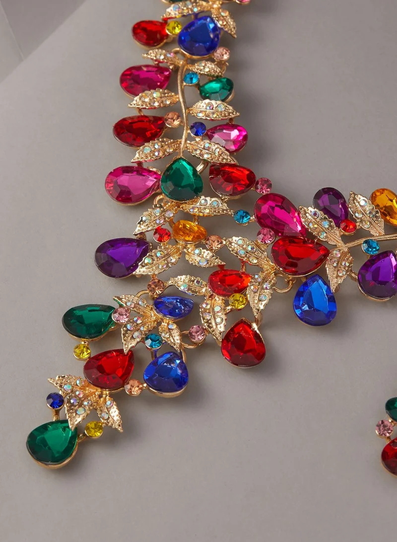 Khizana Teardrop Matt Mult-Colour Stone Necklace