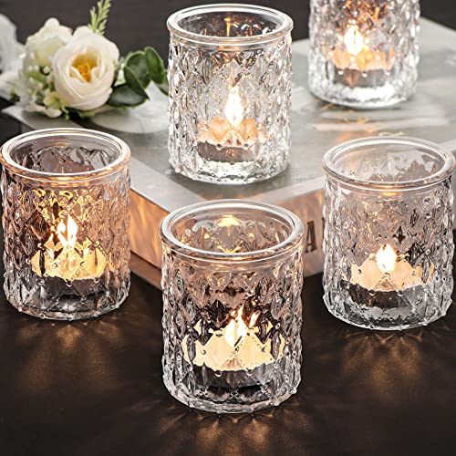 NITIME 12pcs Votive Candle Holders, Clear Glass Candle Holder in Bulk, Tealight Candle Holder for Wedding Decor, Table Centerpiece, Home Decor and Holiday Decor - Image 1