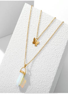 Fashion Alloy Crystal Stone Butterfly Pendant Alloy Necklace