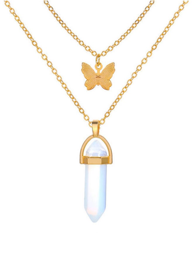 5esha - Fashion Alloy Crystal Stone Butterfly Pendant Alloy Necklace - Image 1