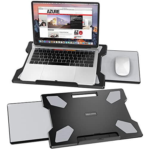 DeskLogics Laptop Lap Desk for Bed & Couch, Portable Laptop Lap Pad with Retractable Left/Right Mouse Pad, Stable & Comfortable Lap Tray for Sofa, Travel, Writing & Home Office - Image 1