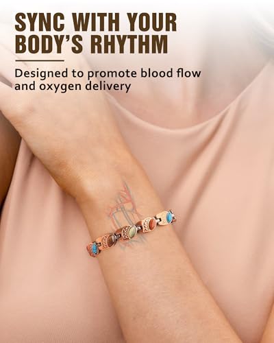 Jecanori Ultra Strength Copper Magnetic Bracelets for Women with 3800 Gauss Magnets Natural Turquoise Adjustable Tool - Image 3