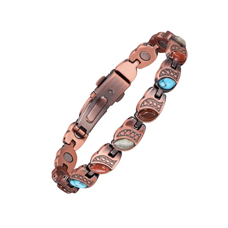 Jecanori Ultra Strength Copper Magnetic Bracelets for Women with 3800 Gauss Magnets Natural Turquoise Adjustable Tool - Image 2