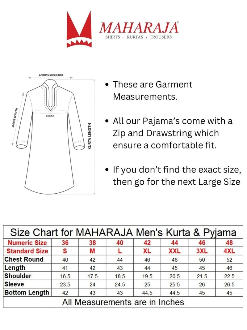 Maharaja Magic Cotton Regular Fit, Full Sleeve Kurta Pajama Set in White for Men [MSKP1101-40] - Image 2