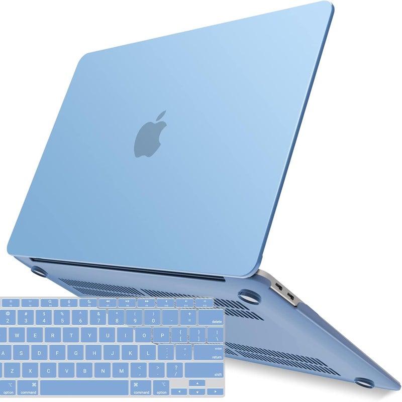 I Benzer Compatible with New MacBook Air 13 inch Case 2022 2021 2020 M1 A2337 A2179 A1932, Plastic Hard Shell Case with Keyboard Cover for Mac Retina Display with Touch ID, Airy Blue, MMA-T13ARBL+1 - Image 1
