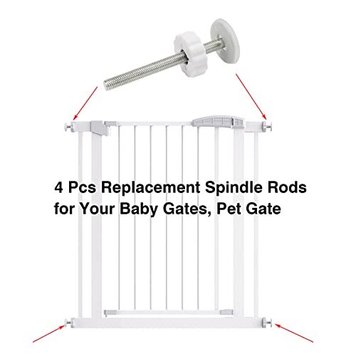 AMORBASE Pet Gates Spindle Rods 8mm(M8) - Replacement Parts Threaded Screw Bolts Hardware Kit Wall Protector for Baby Pressure Mounted Safety Door & Pet Stair Gates (White, M8 9CMLong) - Image 5