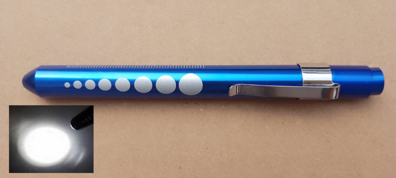 LED Diagnostic Penlight Pupil Oral Exam Clip Torch Blue-white light Blue-white light