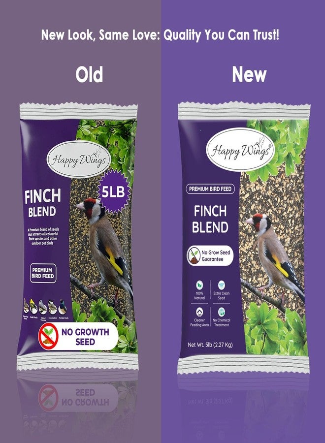 Happy Wings Finch Blend Bird Food - Mix of Sunflower Hearts/Kernels and Nyjer, 5 Pounds - No Grow Seed - For Wild Birds - Image 2