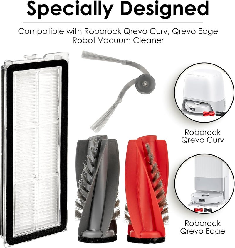 CHAIN PEAK (10 Pack) Q Revo Curv Replacement Accessories Kit Compatible with Roborock Q Revo Curv, Q Revo Edge Robot Vacuum Cleaner Parts, 1 Main Brush, 3 HEPA Filters, 6 Side Brush - Image 5