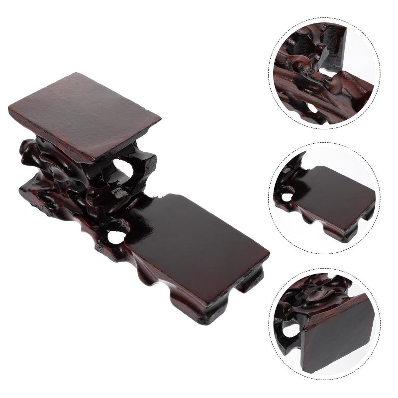 1pc Antique Display Rack Carving Crafts Wood Display Stand for Home Office - Image 4