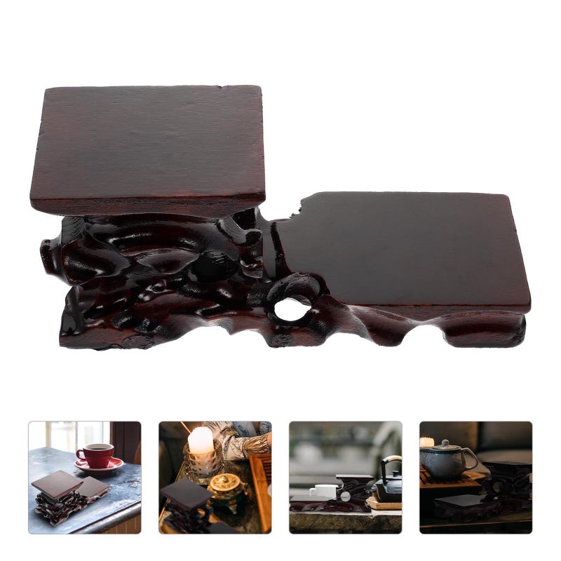 1pc Antique Display Rack Carving Crafts Wood Display Stand for Home Office - Image 1