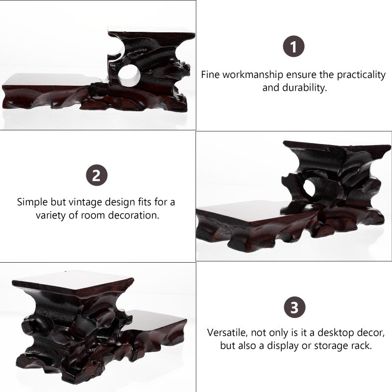 1pc Antique Display Rack Carving Crafts Wood Display Stand for Home Office - Image 3