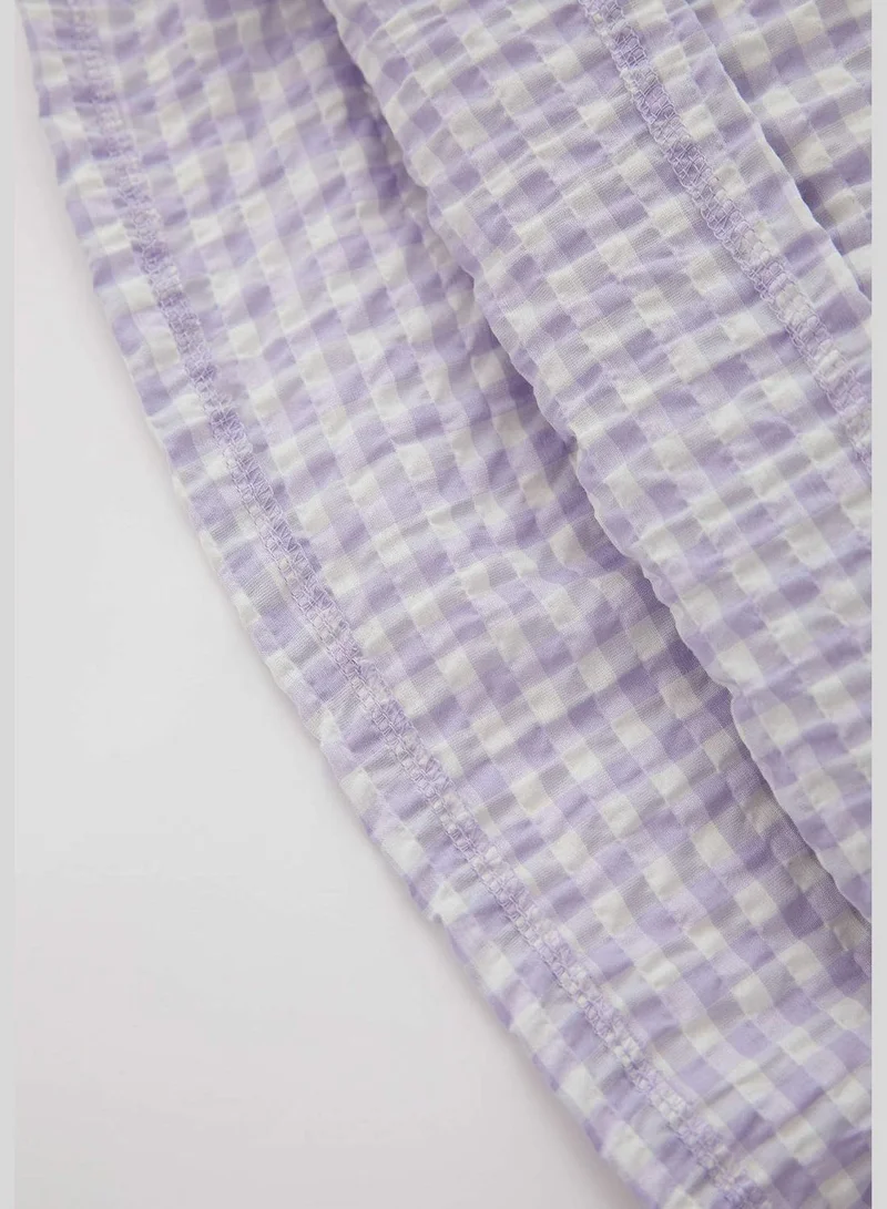 DeFacto Basic Short Sleeve T-Shirt & Strappy Check Print Mini Dress
