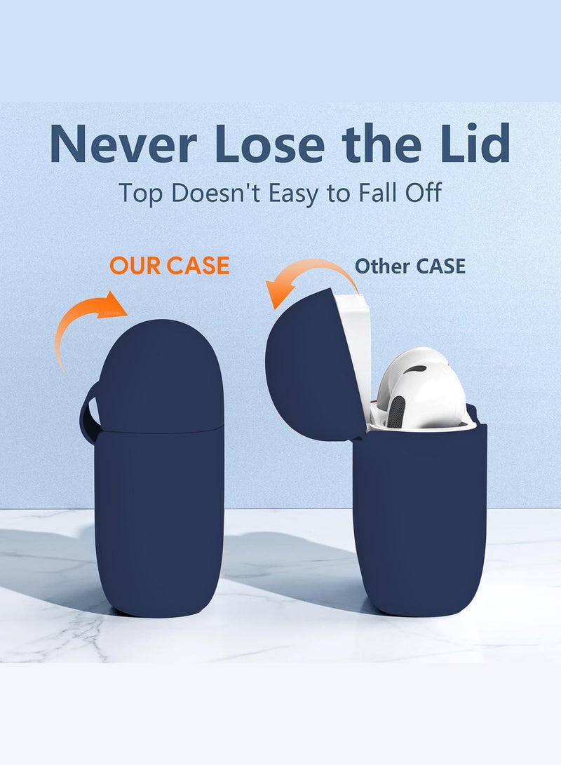 CATANES ( for Airpods 4 2024 ) Case Soft Silicone Elegant Cover with Keychain / Midnight Blue Color - Image 2