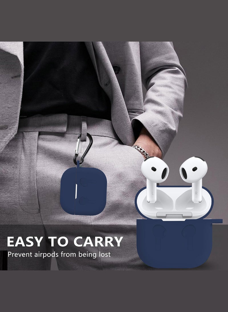 CATANES ( for Airpods 4 2024 ) Case Soft Silicone Elegant Cover with Keychain / Midnight Blue Color - Image 3