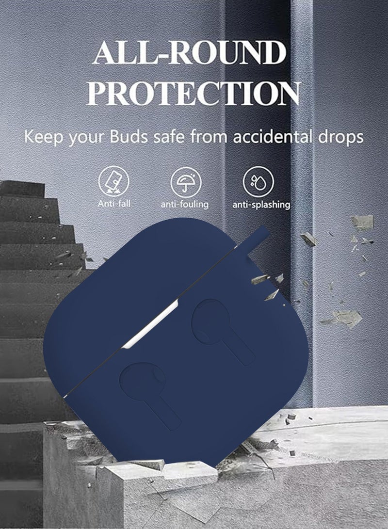 CATANES ( for Airpods 4 2024 ) Case Soft Silicone Elegant Cover with Keychain / Midnight Blue Color - Image 4