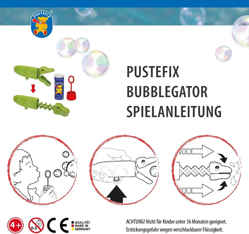 Pustefix Bubblegator I 70 ml Soap Bubble Water I Bubbles Made in Germany I Aligator Soap Bubbles Toy for Children's Birthday, Summer Party, Wedding & as a Guest Gift I Fun for Children and Adults - Image 5