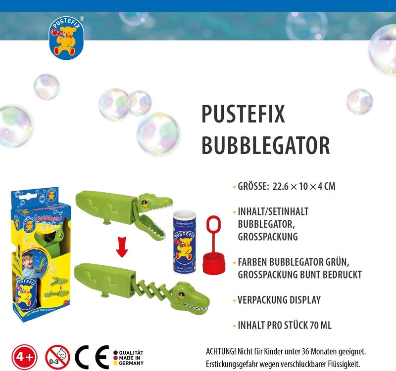 Pustefix Bubblegator I 70 ml Soap Bubble Water I Bubbles Made in Germany I Aligator Soap Bubbles Toy for Children's Birthday, Summer Party, Wedding & as a Guest Gift I Fun for Children and Adults - Image 4