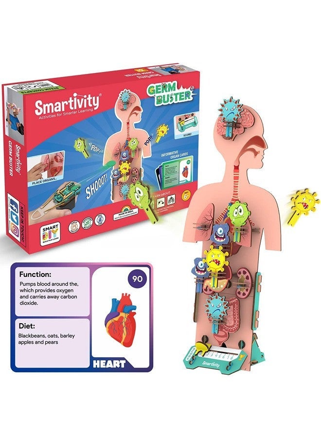 Smartivity Germ Buster DIY S.T.E.M Educational Toy for Kids (Ages 6–14) – Learn Human Anatomy & Organ Functions | Mechanical Model Kit | Screen-Free Creative Play | Sustainable Wood Construction - Image 1