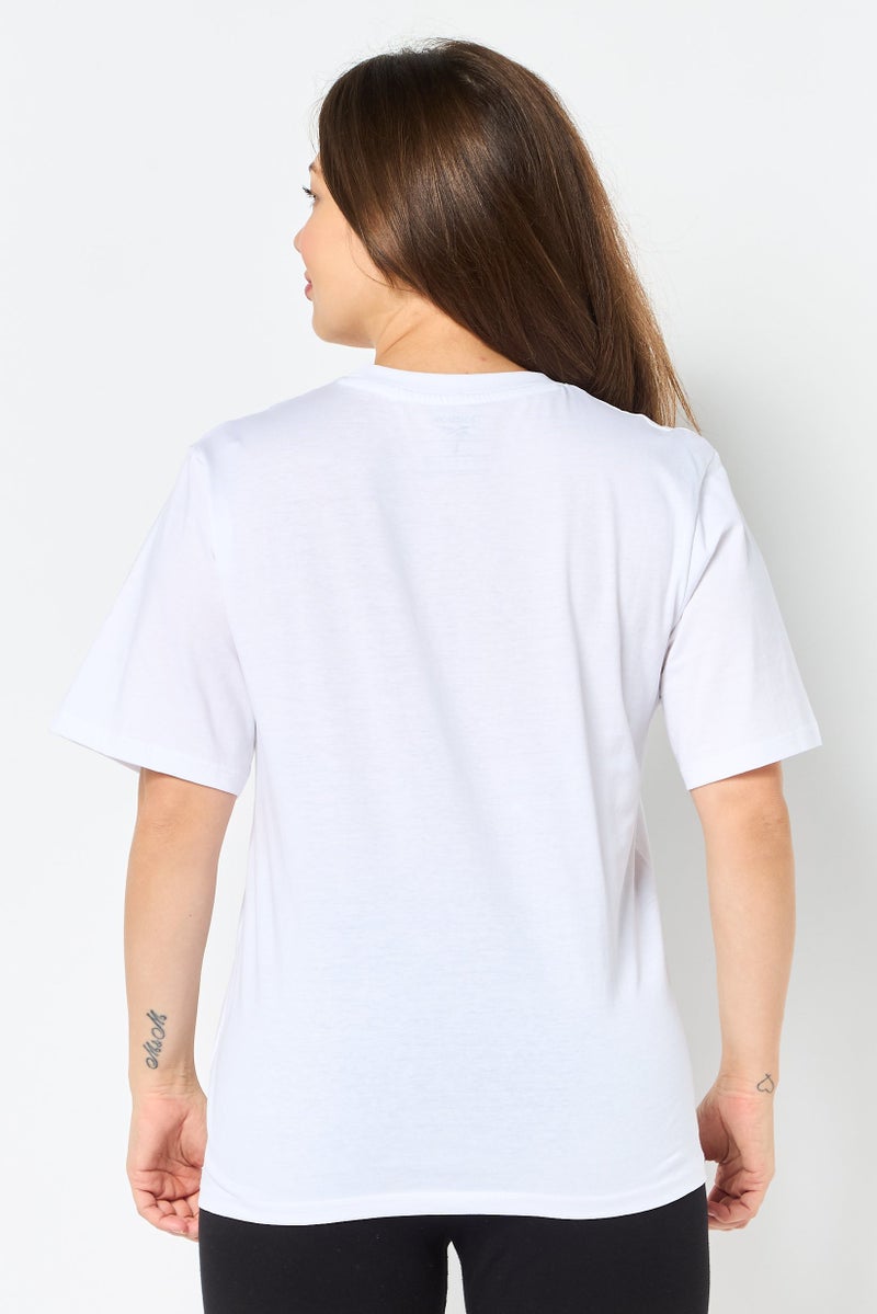 Reebok Women Sportswear Fit Short Sleeve Outdoor T-Shirt, White - Image 2