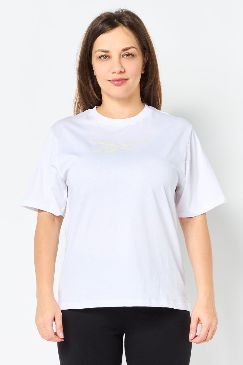 Reebok Women Sportswear Fit Short Sleeve Outdoor T-Shirt, White - Image 1