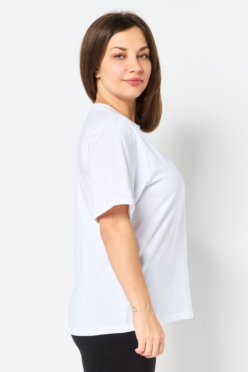 Reebok Women Sportswear Fit Short Sleeve Outdoor T-Shirt, White - Image 4