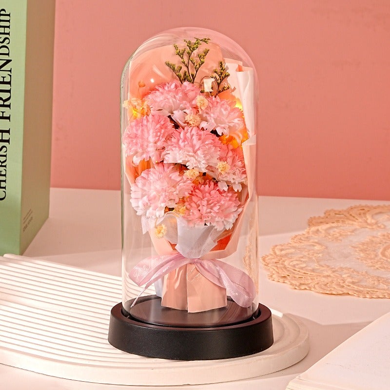 Rose Flower Lamp in Glass Dome with Preserved Flowers - Valentine's Day Gift for Couples, Teacher Appreciation, Home Decor - Image 4