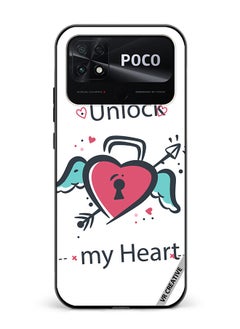 Protective Case Cover For Xiaomi Poco C40 Unlock My Heart Design Multicolour