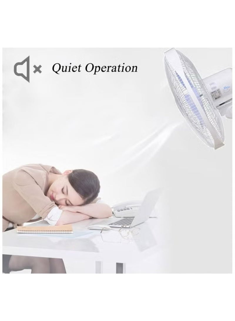 Denx 16 Inch Wall Fan High Performance Fan with 3 Speed ​​Controls  5 Leaf Blades and 2 Pull Cord Adjustable Tilt Angle and Efficient Cooling - Image 1