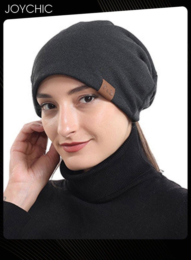 Joychic قبعة بونيه فضفاضة قبعة النوم قبعة نحيفة هيب هوب ناعمة تمتد كنيت قبعة النوم غطاء رأس للنساء سوداء - Image 1