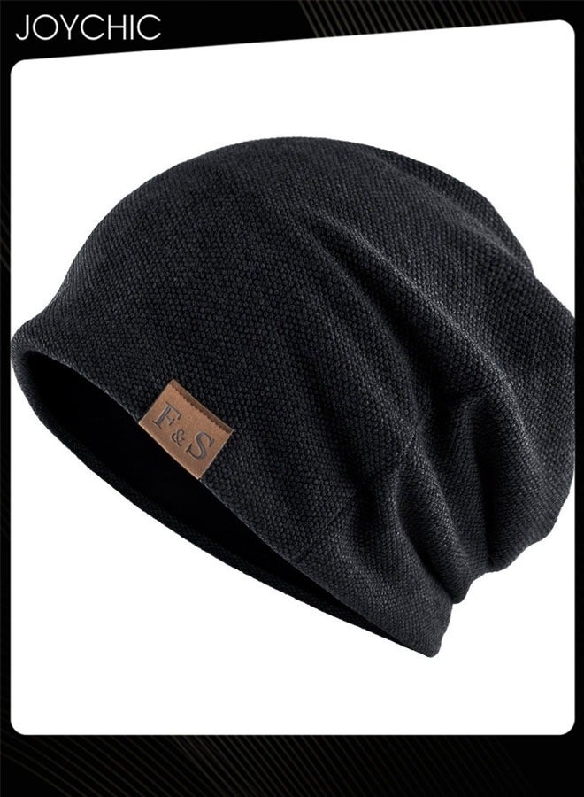 Joychic قبعة بونيه فضفاضة قبعة النوم قبعة نحيفة هيب هوب ناعمة تمتد كنيت قبعة النوم غطاء رأس للنساء سوداء - Image 3