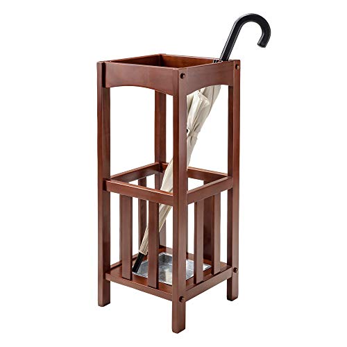 Winsome Rex Umbrella Stand with Metal Tray, Walnut (94712) - Image 4