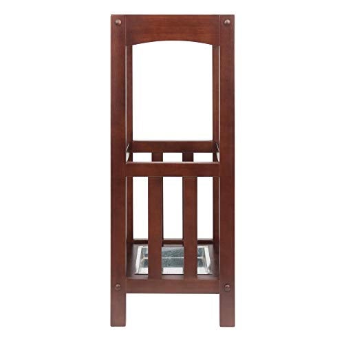 Winsome Rex Umbrella Stand with Metal Tray, Walnut (94712) - Image 3