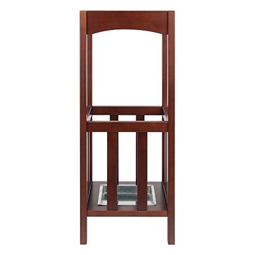 Winsome Rex Umbrella Stand with Metal Tray, Walnut (94712) - Image 2