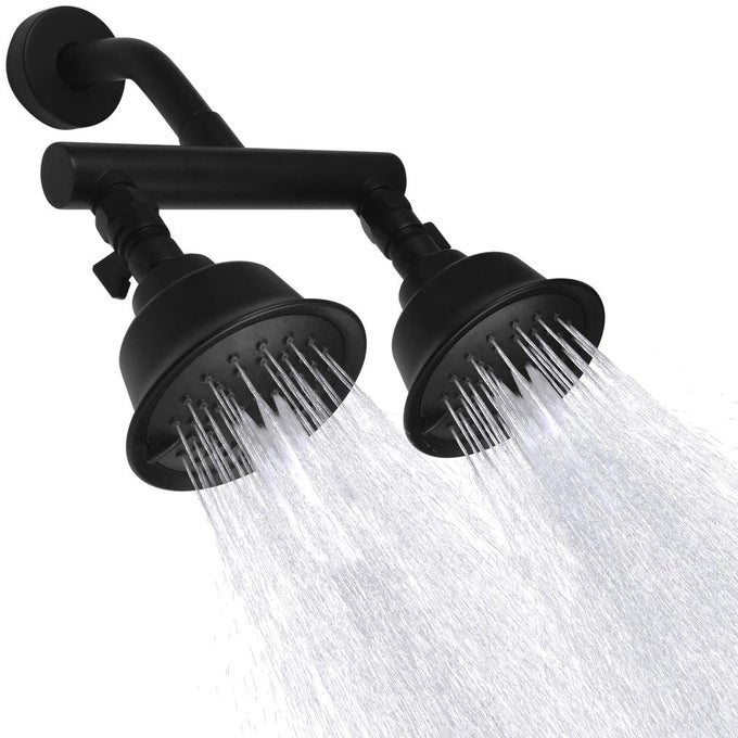 DOUBLE SHOWER HEAD WITH SHOWER SHUTOFF VALVES2 SHOWER HEAD FOR BATHINGDUAL SHOWER HEAD HIGH PRESSURE 3 FUNCTION SPRAYERSMATTE BLACK
