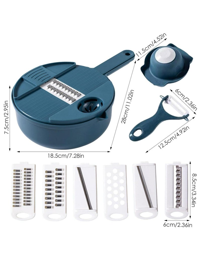 12-in-1 Manual Vegetable Chopper - Multi-Functional Hand-Powered Kitchen Tool for Effortless Slicing, Shredding, Grating - & Scratch-Resistant - Perfect for Home, Commercial Kitchens - Ideal Eid Al-Adha Mubarak Gift, Vegetable Slicer And Chopper, Ergonomic Design, Durable Kitchen Gadget - Image 2