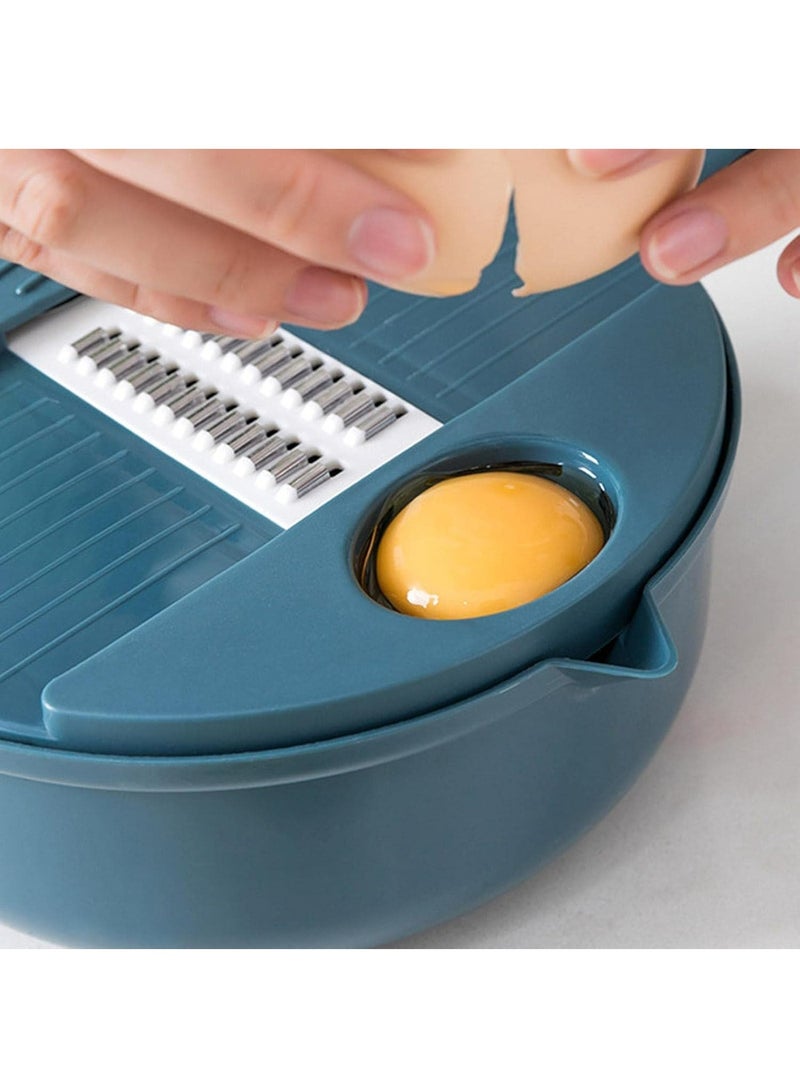 12-in-1 Manual Vegetable Chopper - Multi-Functional Hand-Powered Kitchen Tool for Effortless Slicing, Shredding, Grating - & Scratch-Resistant - Perfect for Home, Commercial Kitchens - Ideal Eid Al-Adha Mubarak Gift, Vegetable Slicer And Chopper, Ergonomic Design, Durable Kitchen Gadget - Image 5