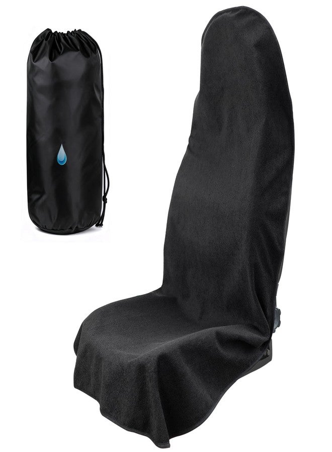 TESFEEL Universal Sweat Towel Car Seat Cover，Waterproof & Quick-Dry Protection for Front Bucket Seats，for Gym, Kids, Pets, Outdoor Sports, Travel - Non-Slip Fit for Cars, SUVs, Trucks (Black, 1 Pack - Image 2