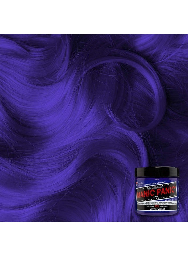 Manic Panic لون شعر شبه دائم كلاسيكي بالأشعة فوق البنفسجية - صبغة شعر بنفسجية ذات نغمة زرقاء للنساء والرجال تدوم 4-6 أسابيع - نباتية، خالية من الأمونيا والقسوة - إنشاء ومزج درجات مخصصة (4 أونصات / 2 عبوة) - Image 4