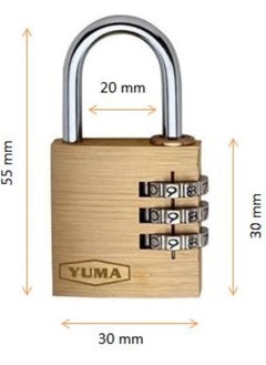 Yuma Combination Brass Padlock 30 mm 3 Digits Duplex Gray 1 Piece  - Image 2