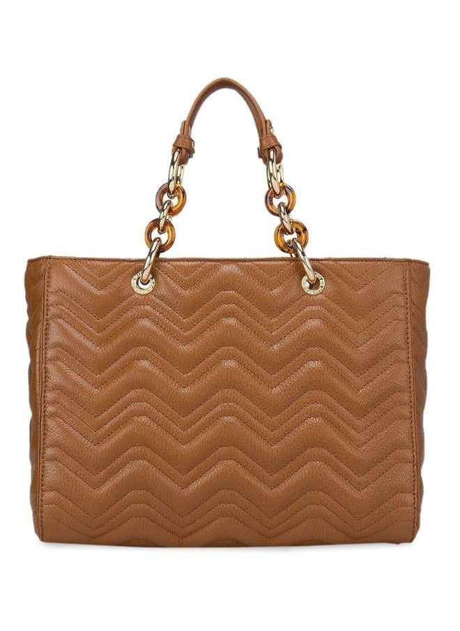 Da Milano - Textured Leather Structured Satchel Brown - Image 1