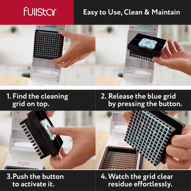 Fullstar مفرمة الخضار فولستار - مفرمة طعام مع حاوية، آلة تقطيع الحلزوني، قاطع البيض وعصارة - أساسيات المنزل وأدوات المطبخ (XL - 9 في 1) - Image 4