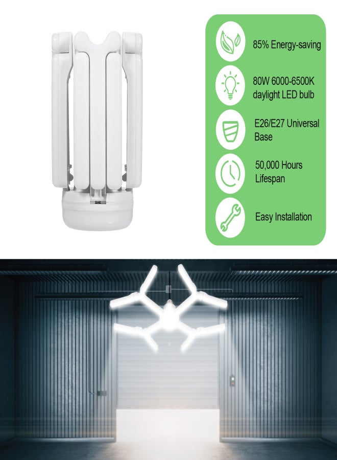 مصابيح LED للجراجات، مصابيح قابلة للتشكيل، مصابيح LED فائقة السطوع بقوة 80 وات، مصابيح سقف، مصابيح قبو للجراجات وورش العمل والمستودعات وطاولات العمل وغرف المعيشة - Image 2