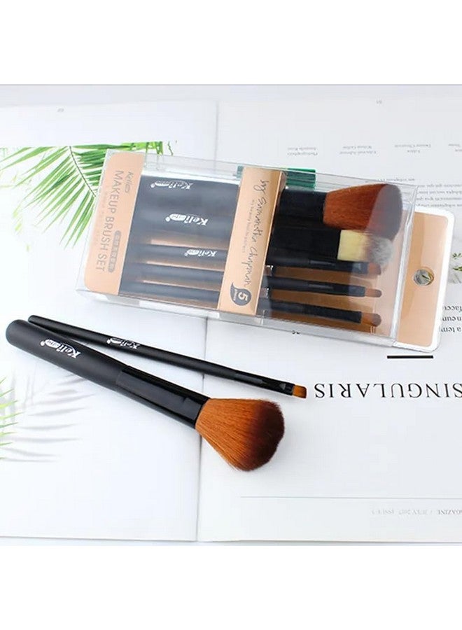 KIRA 5Pcs Makeup Brush Set Uses For Powder, Shading, Eyeshadow, Concealer And Brow Brush With Soft And Bristle Makeup Brushes For Women (7839) - Image 3