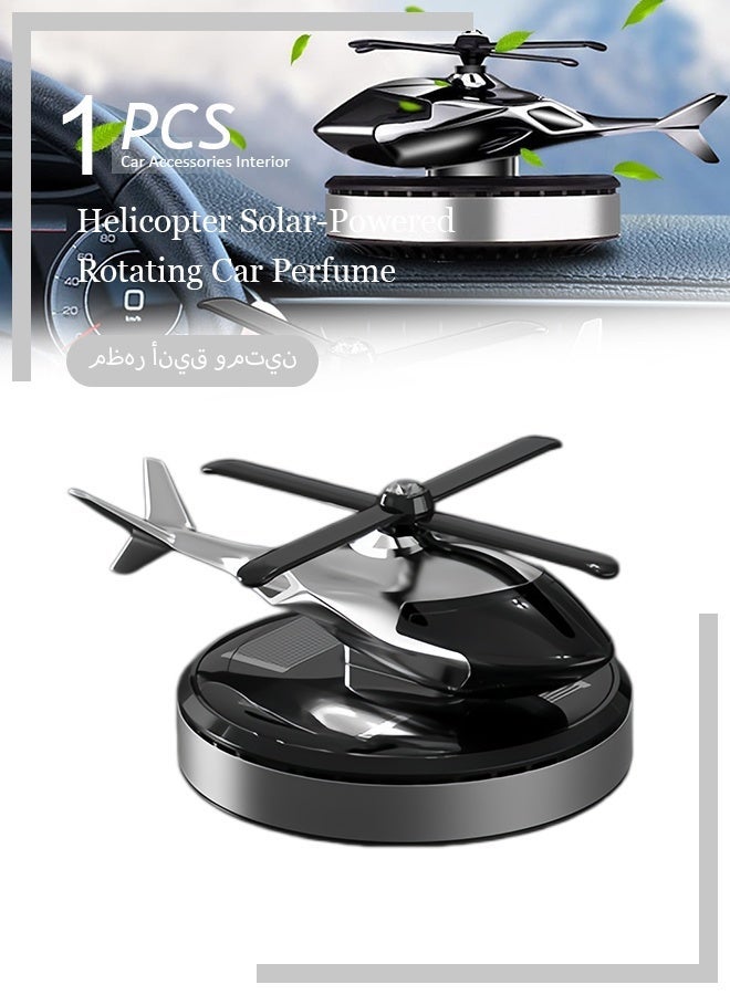 Car Accessories Interior – Helicopter Solar Energy Rotating Aromatherapy Air Freshener for Car and Home, Silver Aviation Alloy Diffuser, Car Perfume and Car Fragrance - Image 1