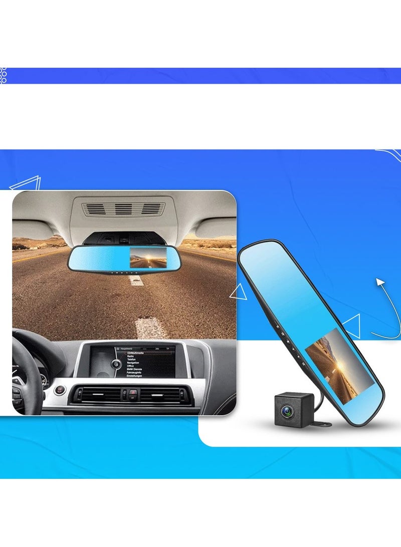 Dvr Rear-View Mirror with 2 Cameras 1080P Auto Video Recorder Dual - Image 2