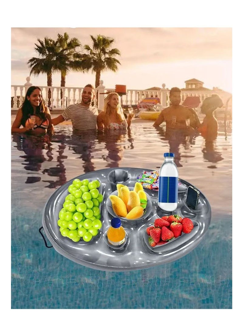ZVEV 70*50cm Inflatable Drink Holder, Multifunctional Round Drink Floats for Swimming Pool, Drink Pool Floats with 8 Holes, Creative Pool Toys, PVC Inflatable Tray Water Supplies, Multifunctional Floating Drink Holder for Summer Beach Leisure and Party Decoration - Image 5
