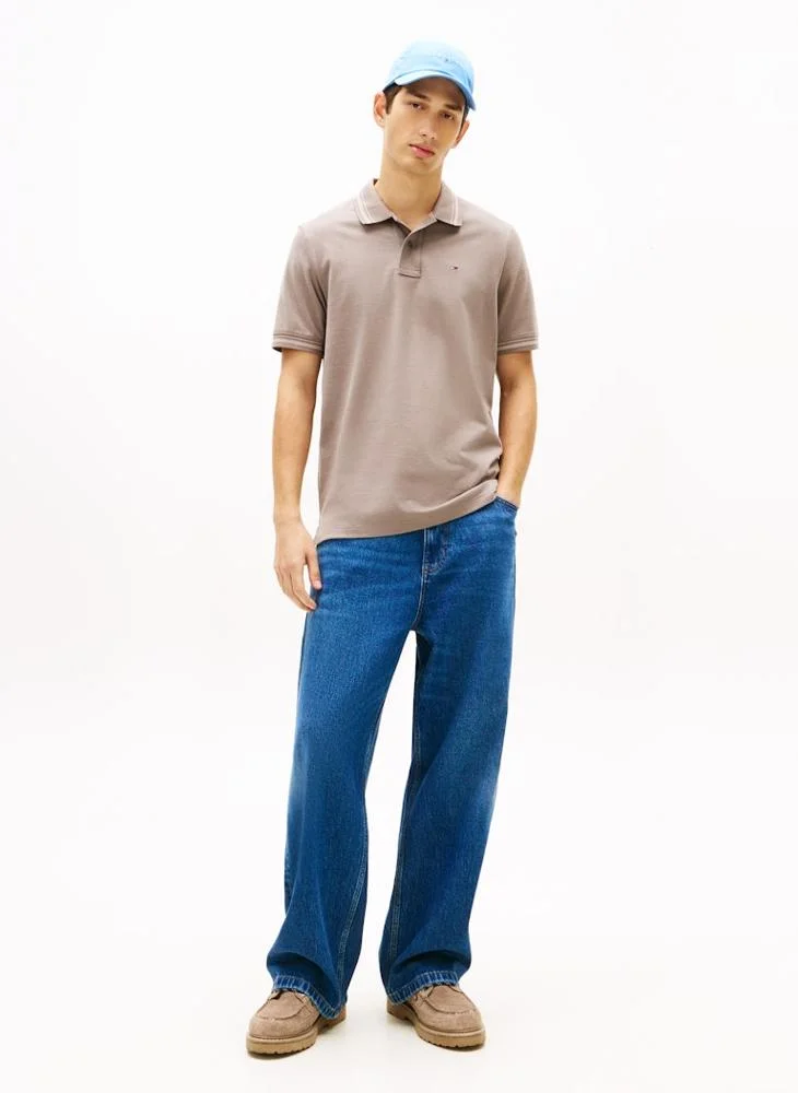 TOMMY JEANS  Tommy Flag Regular Fit Tipped Polo Shirt for Men | Best Price UAE