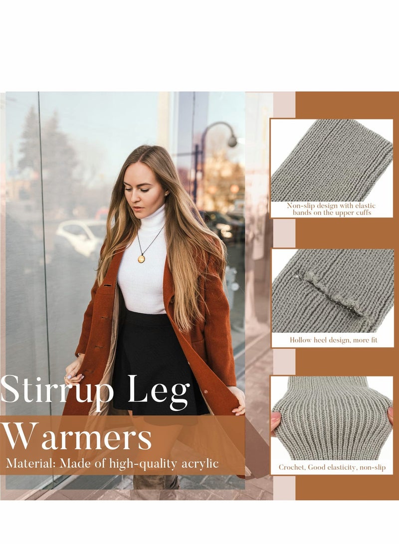 KASTWAVE Knitted Yoga Socks, Stirrup Leg Warmers Straight Over The Knee Crochet Dance Ballet for Women Girls - Image 3