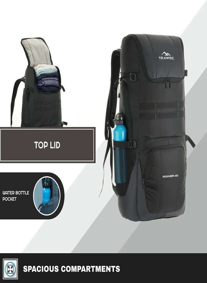 تراوك حقيبة ظهر تراووك رومر للسفر بسعة 40 لترًا، مناسبة للرجال والنساء، حقيبة عملية مزودة بغطاء للمطر، مثالية للسفر والرحلات والتنزه، لون رمادي داكن، SHK022 - Image 3